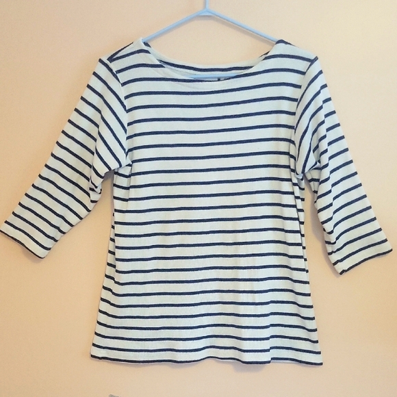 L.L. Bean Tops - L.L.Bean Striped Navy and White Women's Top